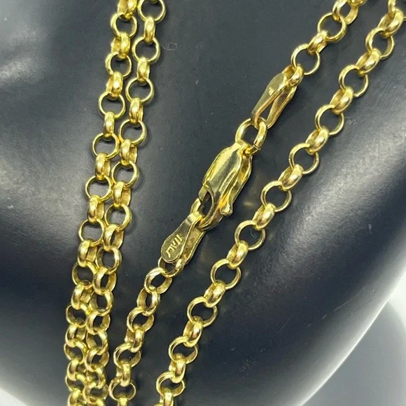 Gold over 925 sterling silver rolo link chain necklace - Picture 3 of 12
